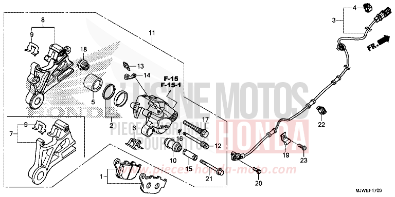 REAR BRAKE CALIPER for CBR500R GRAPHITE BLACK (NHB01) from 2018