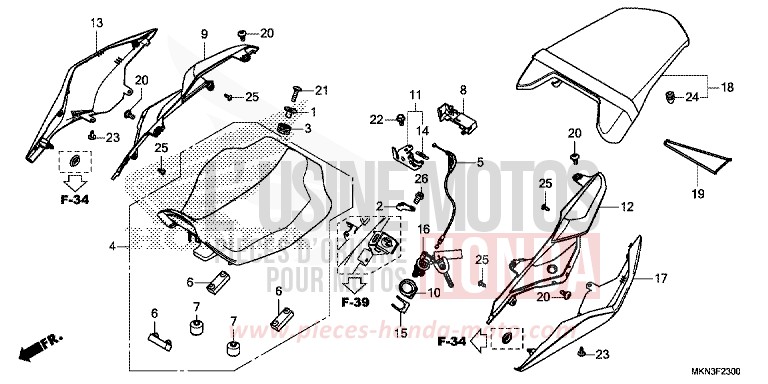 SEAT/REAR COWL for CB650R GRAPHITE BLACK (NHB01) from 2019