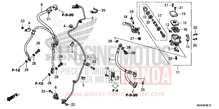 FRONT BRAKE MASTER CYLINDER for CB650R MAT CRYPTON SILVER MATALLIC (NHA40) from 2019
