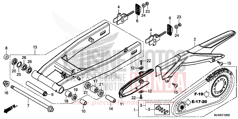 SWINGARM for CBR500R GRAPHITE BLACK (NHB01) from 2018
