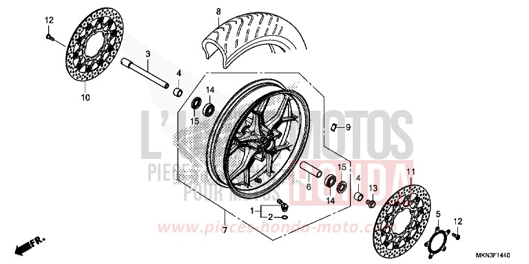 FRONT WHEEL for CB650R MAT JEANS BLUE MATALLIC (PB417) from 2019