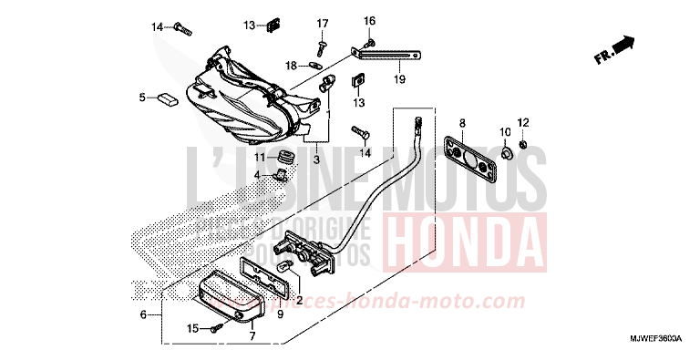 TAILLIGHT for CBR500R PEARL METALLOID WHITE (NHA96) from 2018