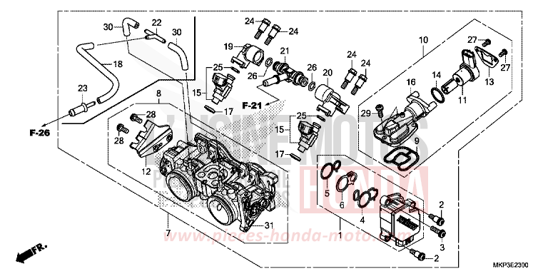 THROTTLE BODY for CBR500R GRAND PRIX RED (R380) from 2019