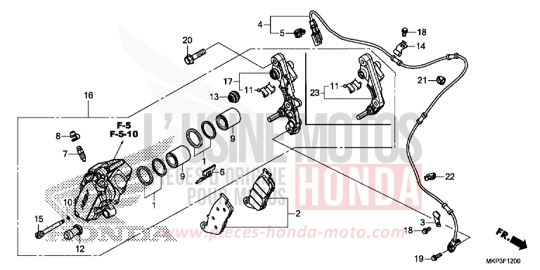FRONT BRAKE CALIPER (CBR500RK,CBR500RAK/L/M) for CBR500R GRAND PRIX RED (R380) from 2019
