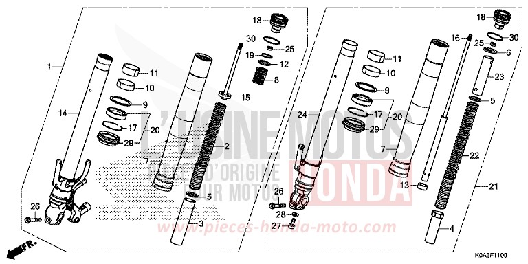 FRONT FORK for CBF300NA CANDY CHROMOSPHERE RED (R381) from 2018