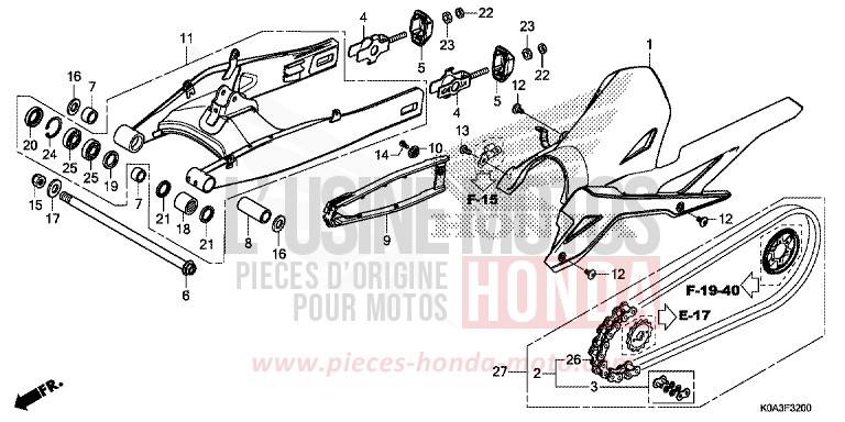 SWINGARM for CBF300NA MAT CRYPTON SILVER MATALLIC (NHA40) from 2018