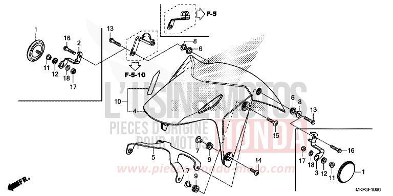 FRONT FENDER (CBR500RK,CBR500RAK/L/M) for CBR500R MAT AXIS GRAY METALLIC (NH303) from 2019