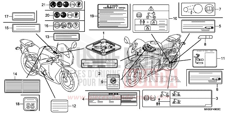 CAUTION LABEL for CBR1000SP VIBRANT ORANGE (YR250X) from 2016