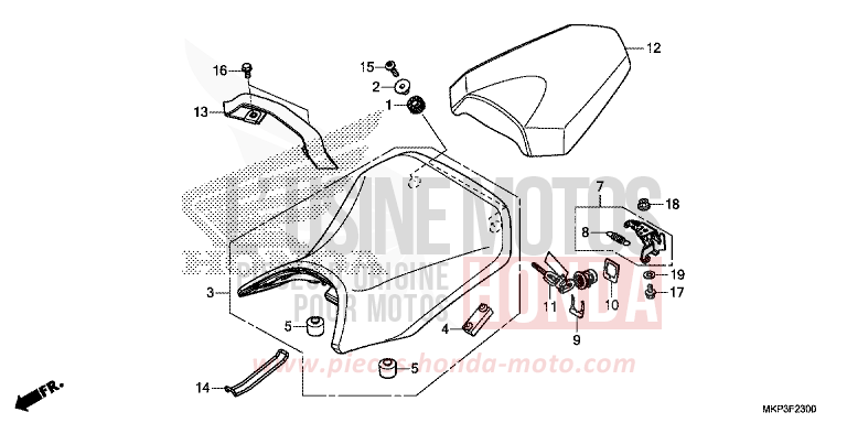 SEAT for CBR500R MAT AXIS GRAY METALLIC (NH303) from 2019