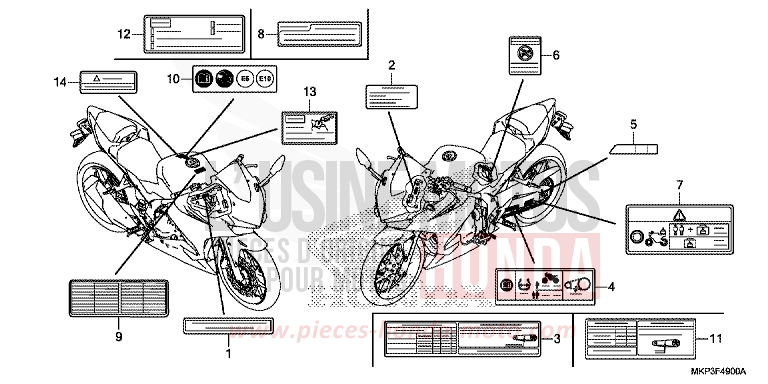CAUTION LABEL for CBR500R MAT AXIS GRAY METALLIC (NH303) from 2019