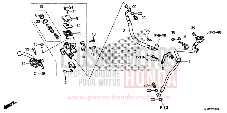 FRONT BRAKE MASTER CYLINDER (CBR500RAK/L/M) for CBR500R PEARL METALLOID WHITE (NHA96) from 2019