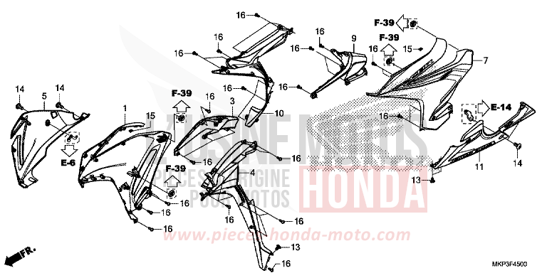 MIDDLE COWL for CBR500R PEARL METALLOID WHITE (NHA96) from 2019