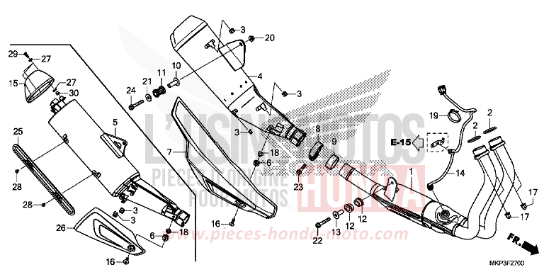 EXHAUST MUFFLER for CBR500R GRAND PRIX RED (R380) from 2021