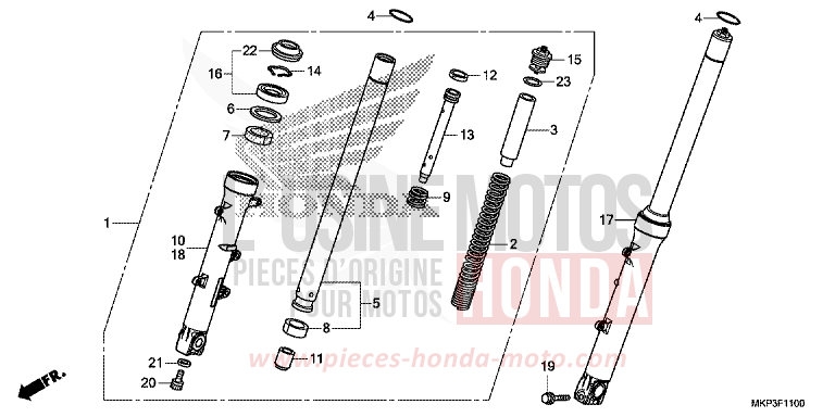 FRONT FORK (CBR500RK,CBR500RAK/L/M) for CBR500R MAT AXIS GRAY METALLIC (NH303) from 2021