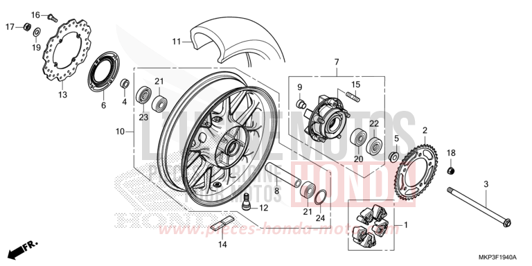 REAR WHEEL for CBR500R PEARL METALLOID WHITE (NHA96) from 2021