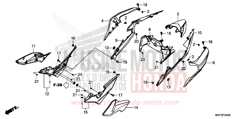 SIDE COVER/REAR COWL for CBR500R PEARL METALLOID WHITE (NHA96) from 2021