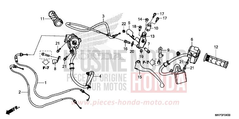 HANDLE LEVER/SWITCH/CABLE for CBR500R GRAND PRIX RED (R380) from 2022