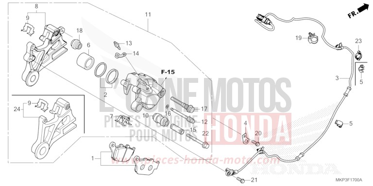 REAR BRAKE CALIPER for CBR500R GRAND PRIX RED (R380) from 2022