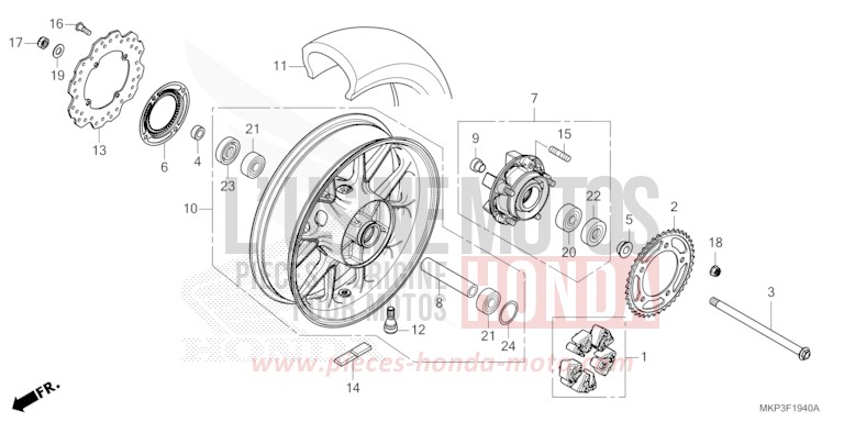 REAR WHEEL for CBR500R GRAND PRIX RED (R380) from 2022