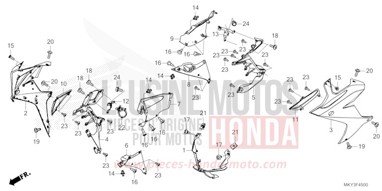 MIDDLE COWL for CBR650R GRAND PRIX RED (R380) from 2022
