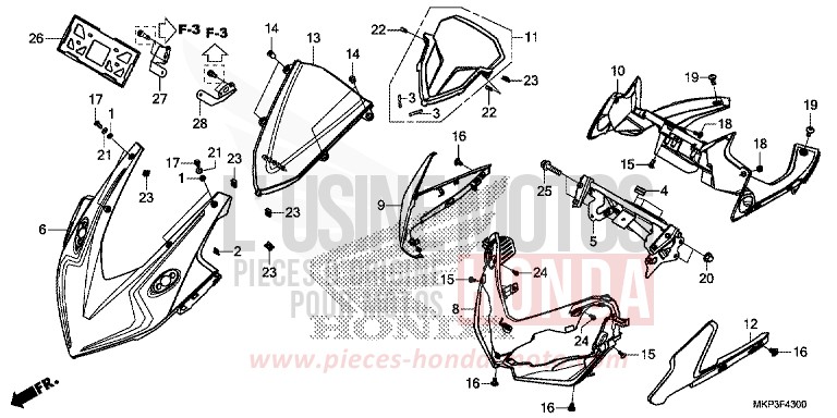 UPPER COWL for CBR500R MAT GUNPOWDER BLACK METALLIC (NH436) from 2022