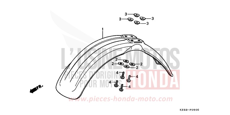 FRONT FENDER for CR250R SHASTA WHITE (NH138) from 1990
