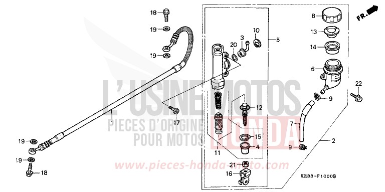 REAR BRAKE MASTER CYLINDER for CR250R SHASTA WHITE (NH138) from 1990