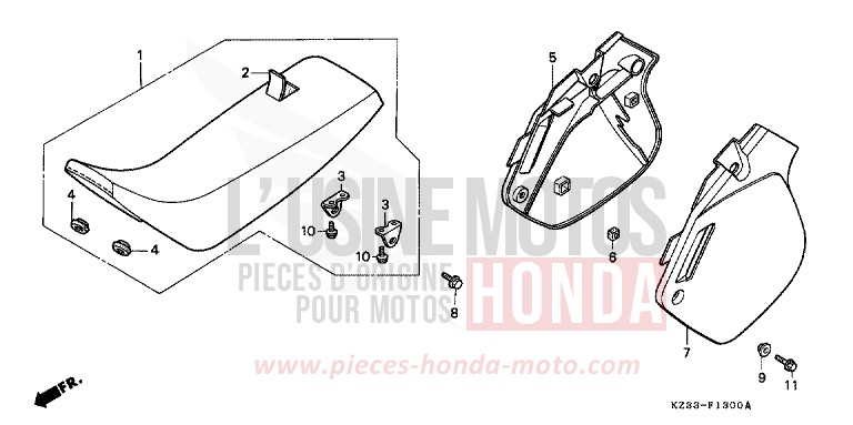 SEAT/SIDE COVER for CR250R SHASTA WHITE (NH138) from 1990
