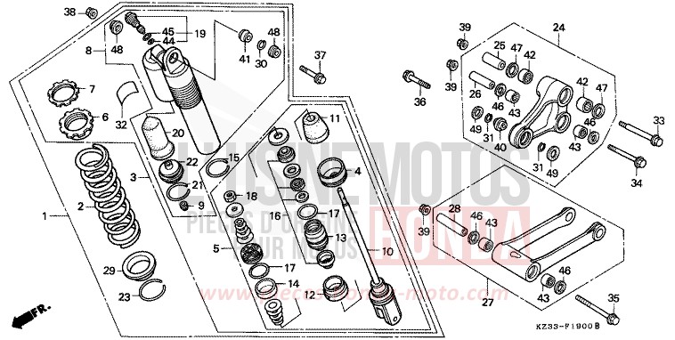 KISSEN, HINTEN for CR250R SHASTA WHITE (NH138) from 1990