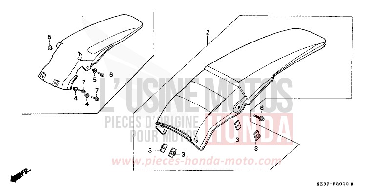 KOTFLUEGEL, HINTEN for CR250R SHASTA WHITE (NH138) from 1990