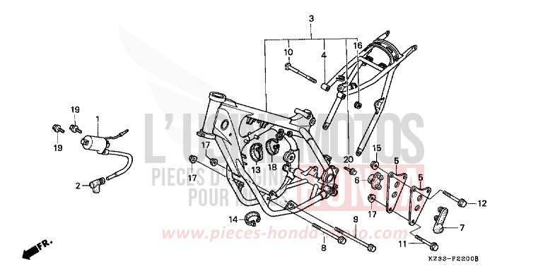 RAHMENKOERPER/ ZUENDSPULE for CR250R SHASTA WHITE (NH138) from 1990