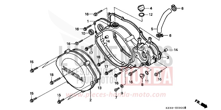 KURBELGEHAEUSEABDECKUNG for CR250R SHASTA WHITE (NH138) from 1991