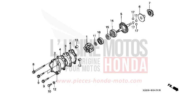 WASSERPUMPE for CR250R SHASTA WHITE (NH138) from 1991