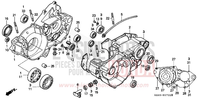 CRANKCASE for CR250R SHASTA WHITE (NH138) from 1991