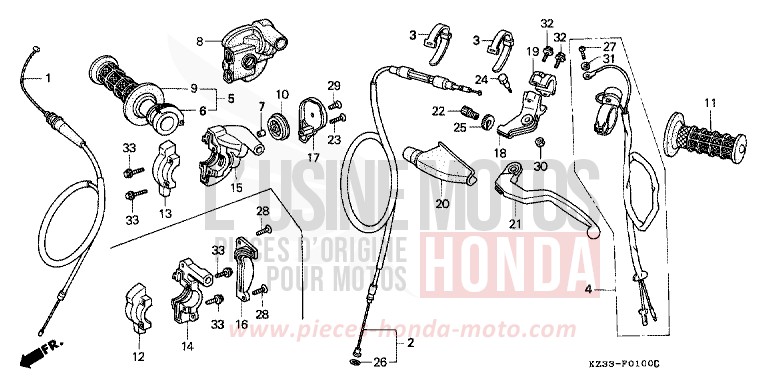 HEBELGRIFF/SCHALTER/ KABEL for CR250R SHASTA WHITE (NH138) from 1991
