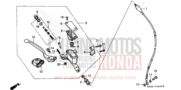 VORDERRADBREMSE for CR250R SHASTA WHITE (NH138) from 1991