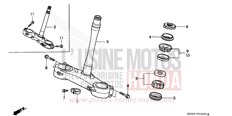 STEERING STEM for CR250R SHASTA WHITE (NH138) from 1991