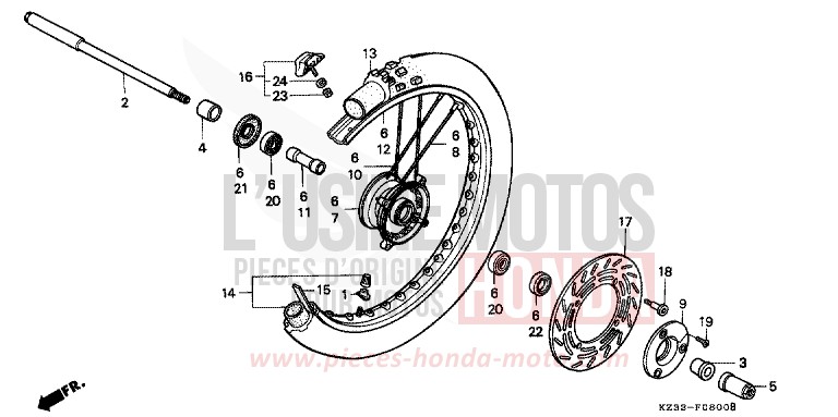 VORDERRAD for CR250R SHASTA WHITE (NH138) from 1991