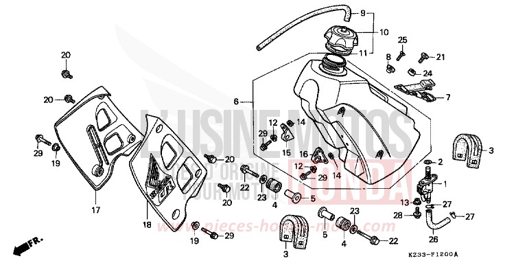 FUEL TANK for CR250R SHASTA WHITE (NH138) from 1991