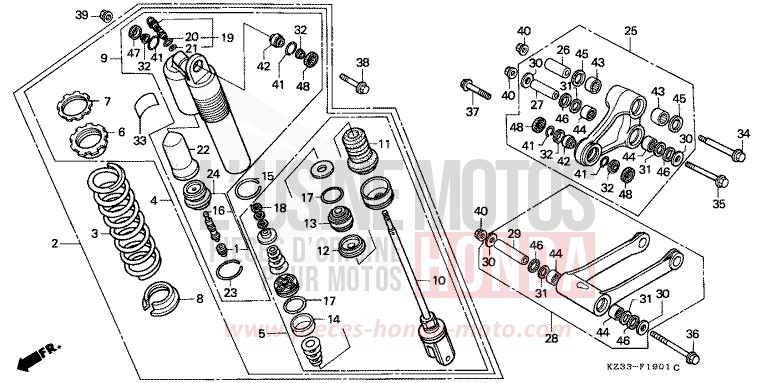 KISSEN, HINTEN for CR250R SHASTA WHITE (NH138) from 1991
