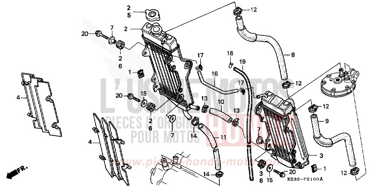RADIATORE per CR250R SHASTA WHITE (NH138) del 1991