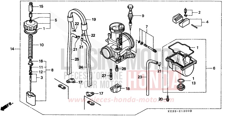 VERGASER for CR250R SHASTA WHITE (NH138) from 1992