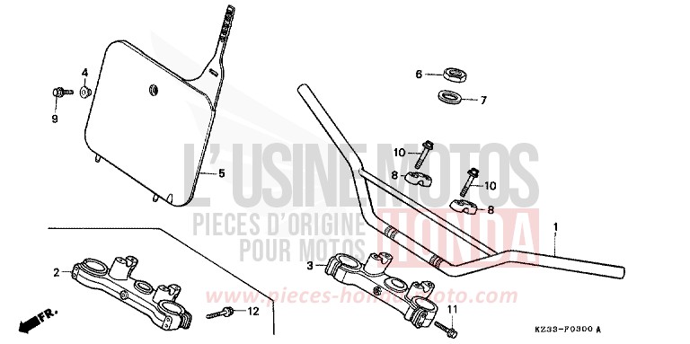 ROHRGRIFF/OBERE BRUECKE for CR250R SHASTA WHITE (NH138) from 1992