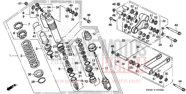 KISSEN, HINTEN for CR250R SHASTA WHITE (NH138) from 1992