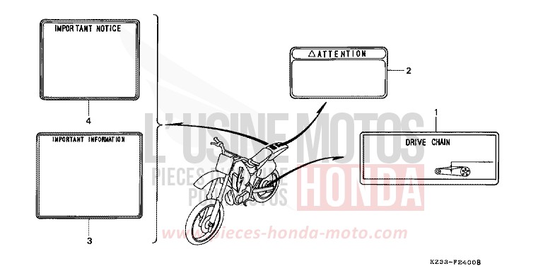 WARNETIKETT for CR250R SHASTA WHITE (NH138) from 1993