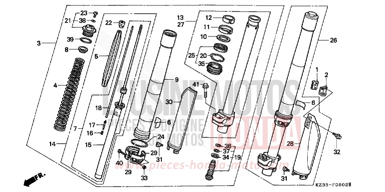 GABEL, VORNE for CR250R SHASTA WHITE (NH138) from 1994