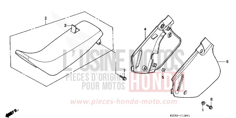 SITZ/SEITENABDECKUNG for CR250R SHASTA WHITE (NH138) from 1994