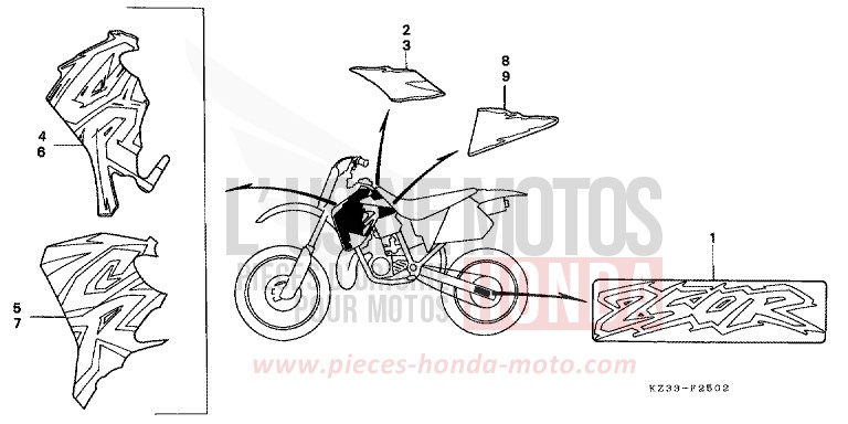 MARCA/STRISCIA per CR250R NEUCLEAR RED (R177) del 1995