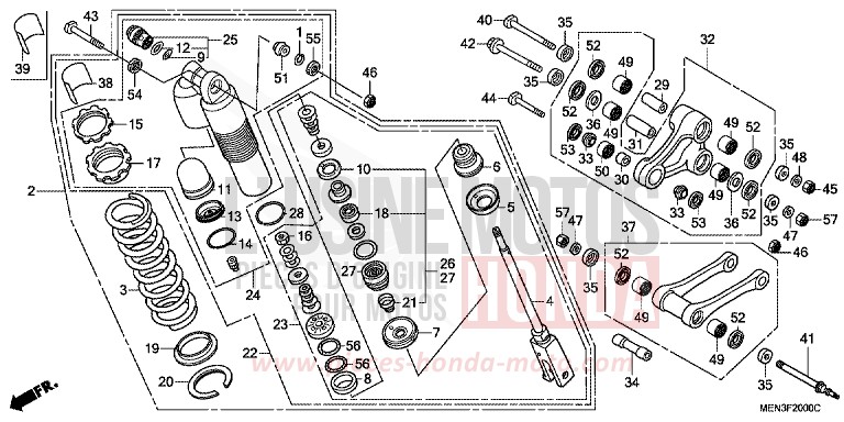 REAR CUSHION for CRF450R EXTREME RED (R292) from 2010