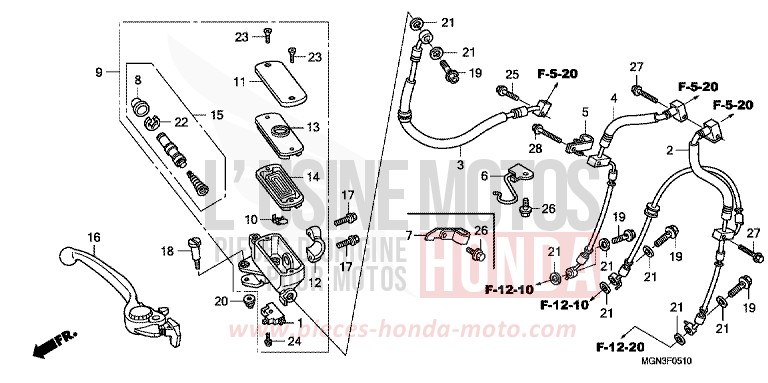 MAITRE-CYLINDRE DE FREIN AVANT CYLINDRE (CBF600SA/NA) for   from 